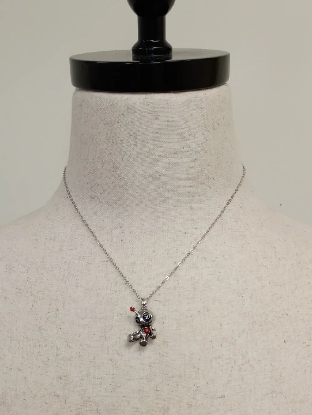 Charm Pendant Necklace Silver Tone Red Crystal Accent Chain